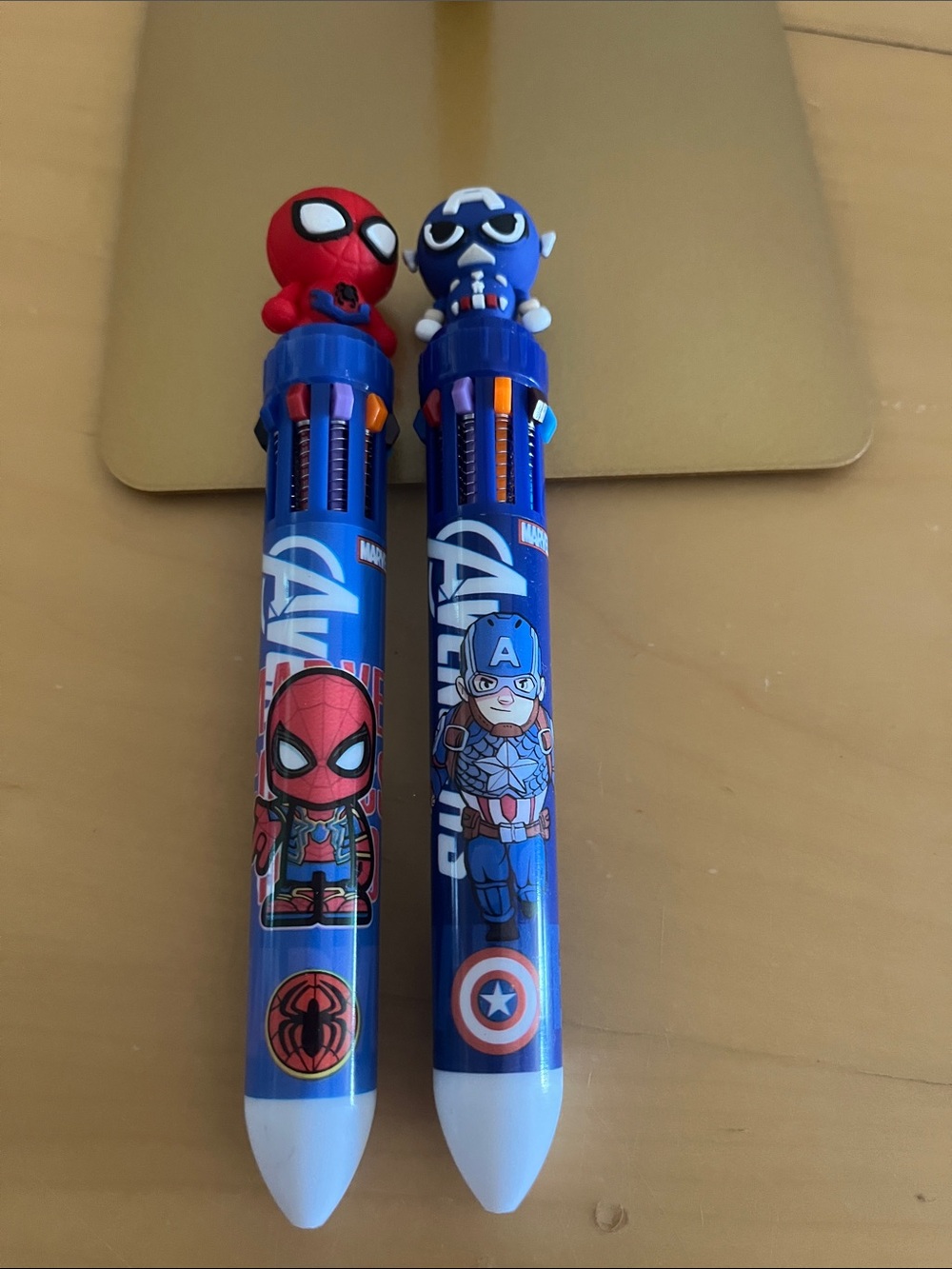 Marvel Blue Spider-Man & Captain America Multi-Color Retractable Pens